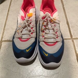 Vibrant White and Blue Sneakers with Pink Accents